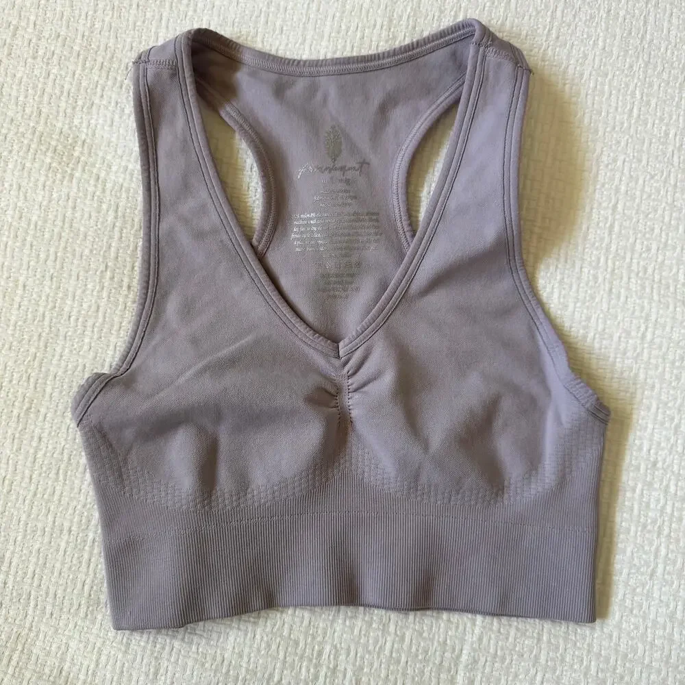 NWOT Free People FP Movement Sports Bra M/L Lilac Racerback Ribbed Yoga Bralette